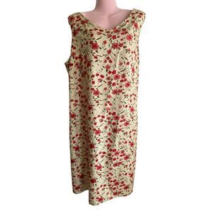 Villager Sport Woman Dress Womens Plus 2 Beige Red Floral Sleeveless Rayon 90s